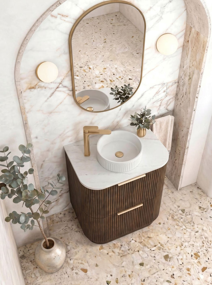 Otti Havana Fluted 600mm Sable Walnut Floorstanding Curve Vanity — view 3
