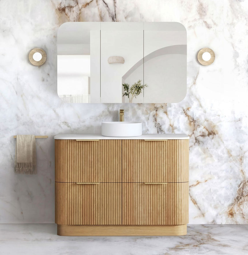 Otti Havana Fluted 1200mm Woodland Oak Floorstanding Curve Vanity