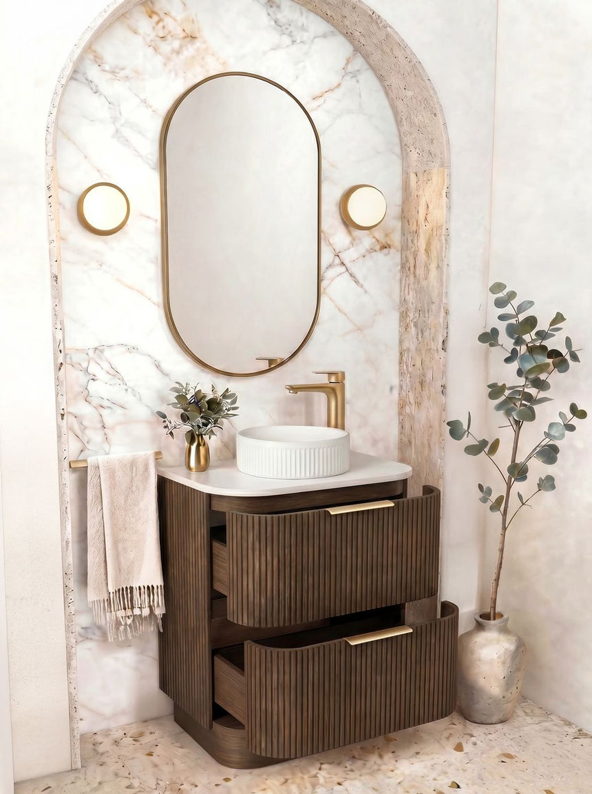 Otti Havana Fluted 600mm Sable Walnut Floorstanding Curve Vanity — view 4