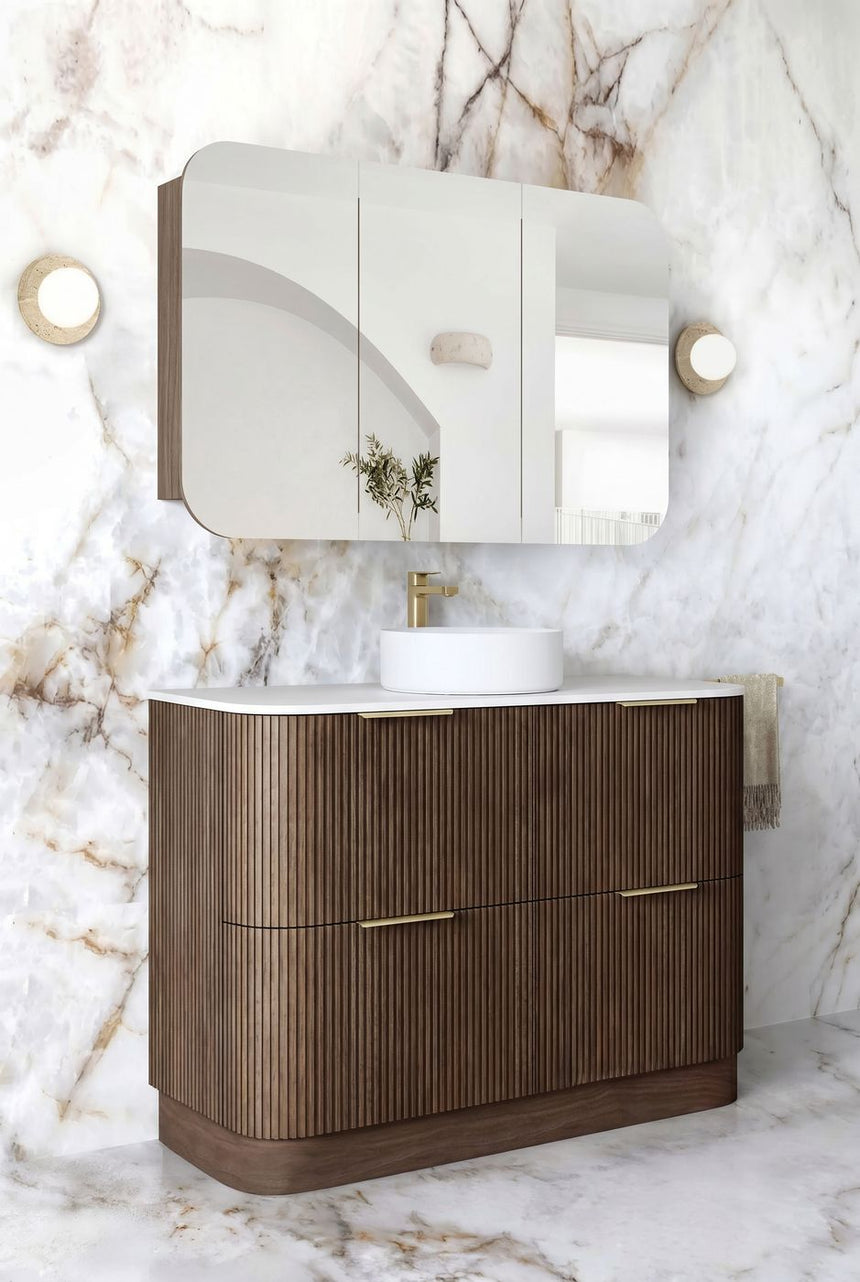 Otti Havana Fluted 1200mm Sable Walnut Floorstanding Curve Vanity — view 2
