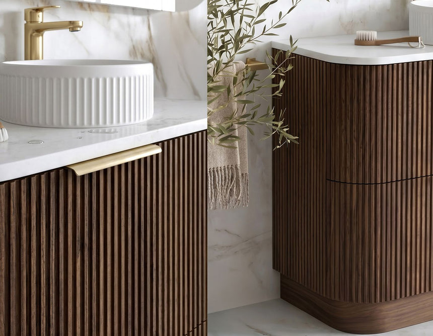 Otti Havana Fluted 600mm Sable Walnut Floorstanding Curve Vanity — view 5