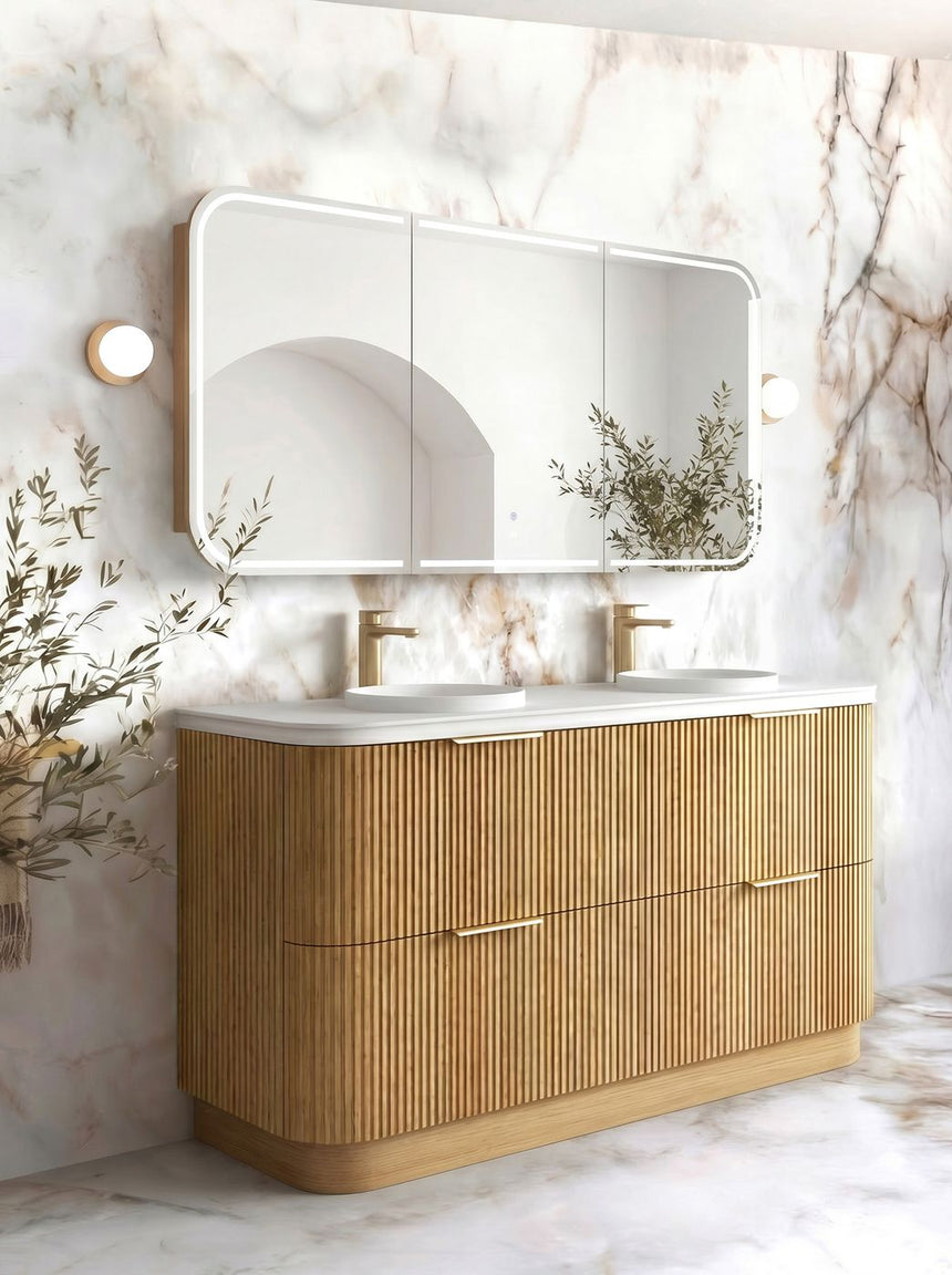 Otti Havana Fluted 1800mm Woodland Oak Floorstanding Curve Vanity — view 2