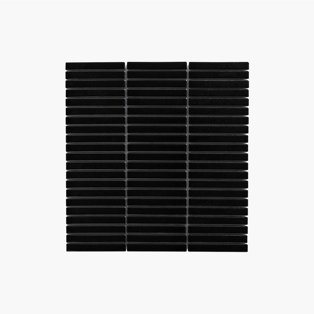 Antique Porcelain Mosaic Kit Kat 12x92 Black Gloss Porcelain Mosaic Tilemall