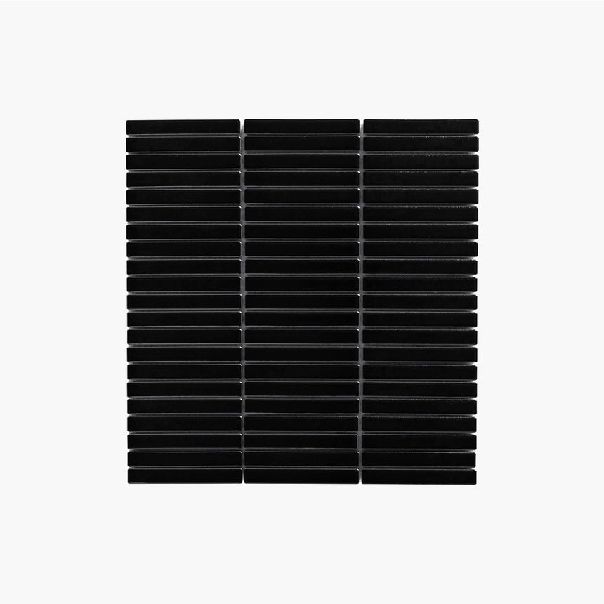 Antique Porcelain Mosaic Kit Kat 12x92 Black Gloss Porcelain Mosaic Tilemall