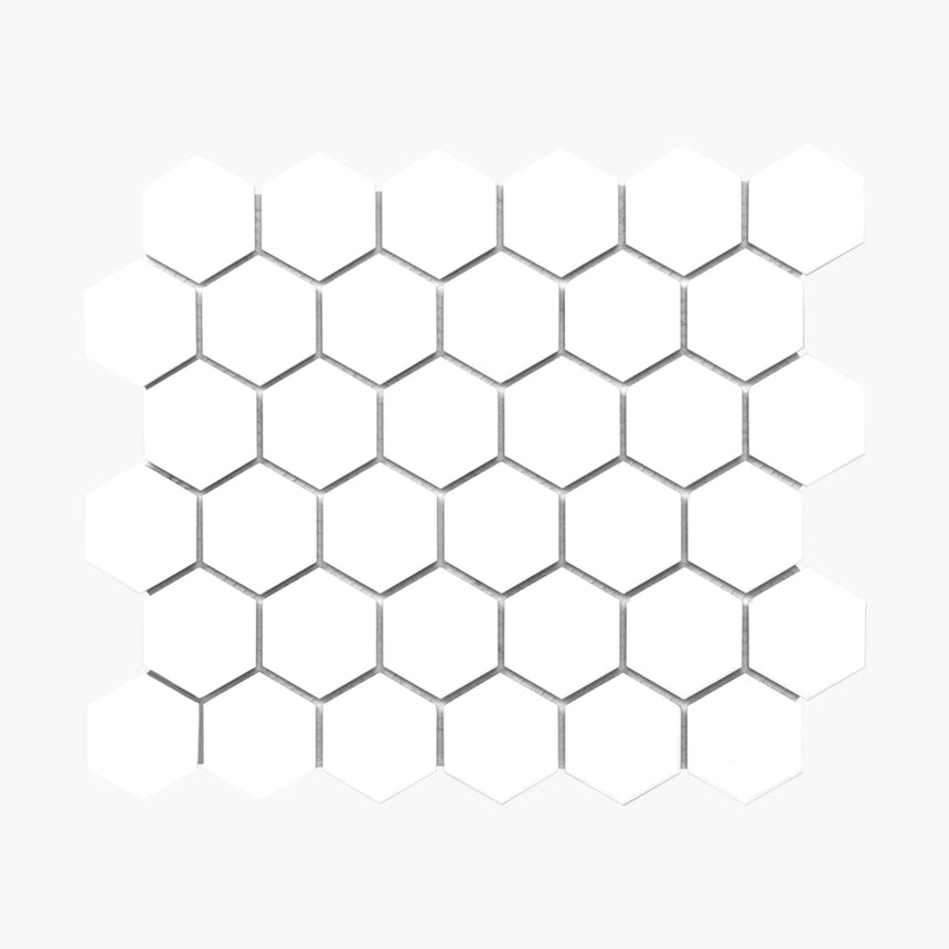 Porcelain Mosaic Hexagon 51x59 Matt White Porcelain Mosaic Tilemall