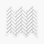 Porcelain Mosaic Herringbone 25x75mm Matt White