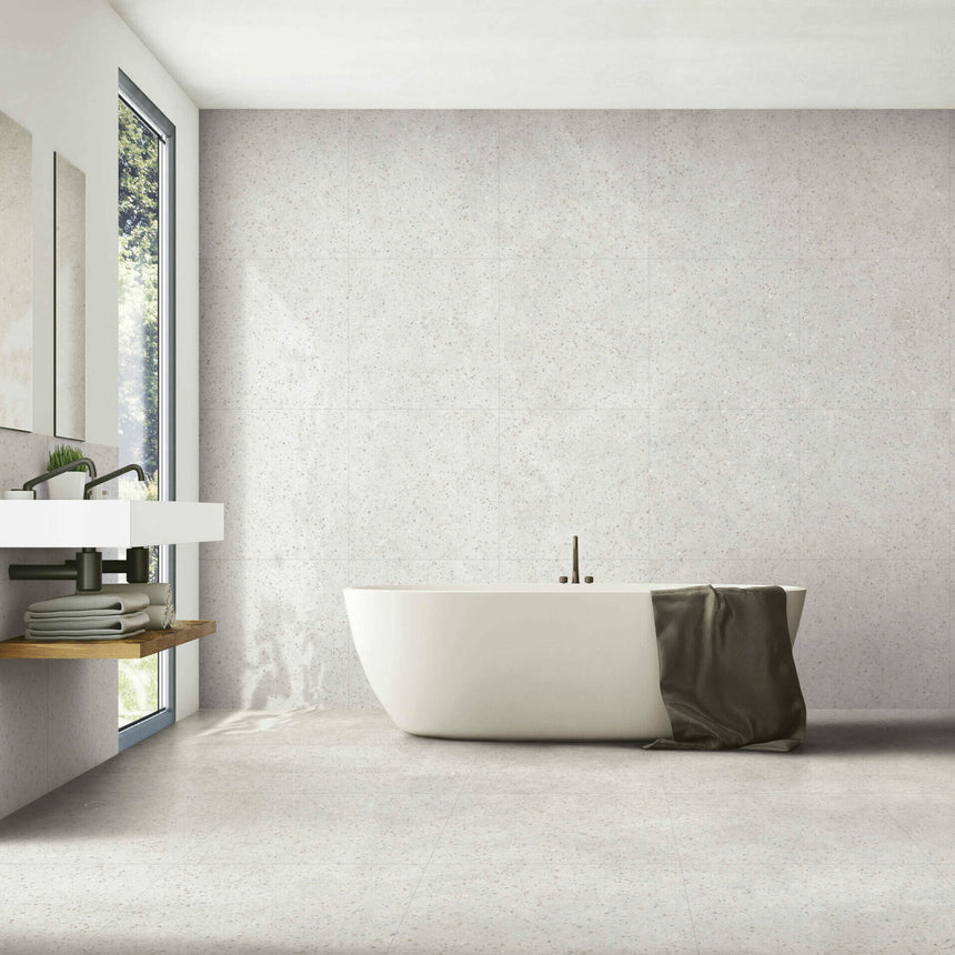 Color Terrazzo 600x600 Satin White Terrazzo Look Tiles Dongpeng