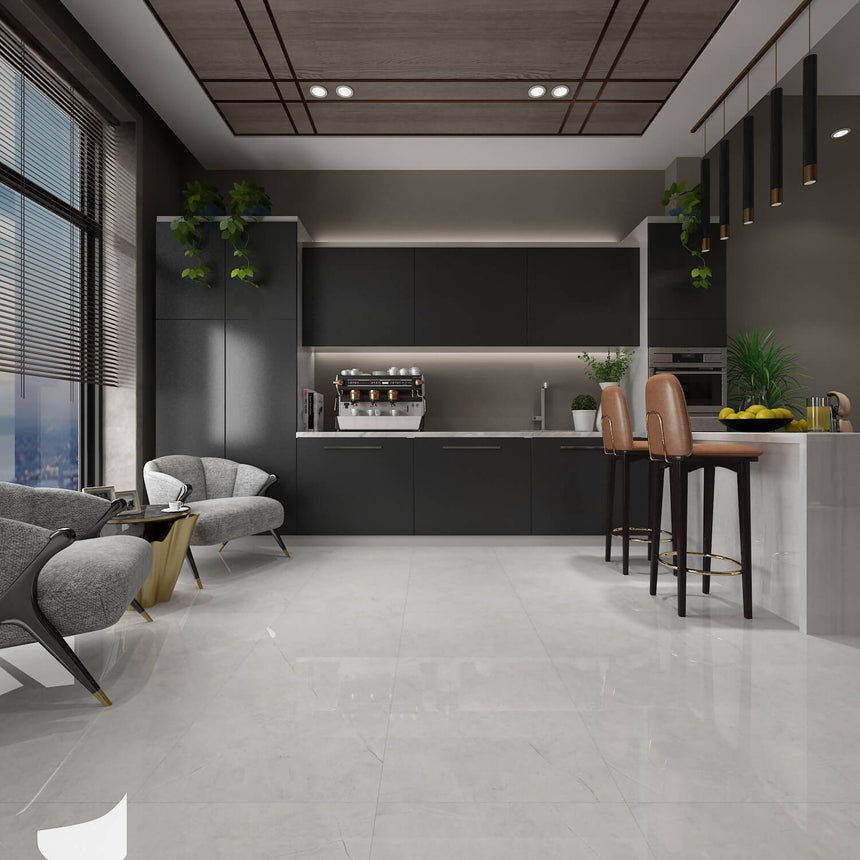 Marble Carrano Grey APT 1200x600 Polished Marble Look Tiles Dongpeng