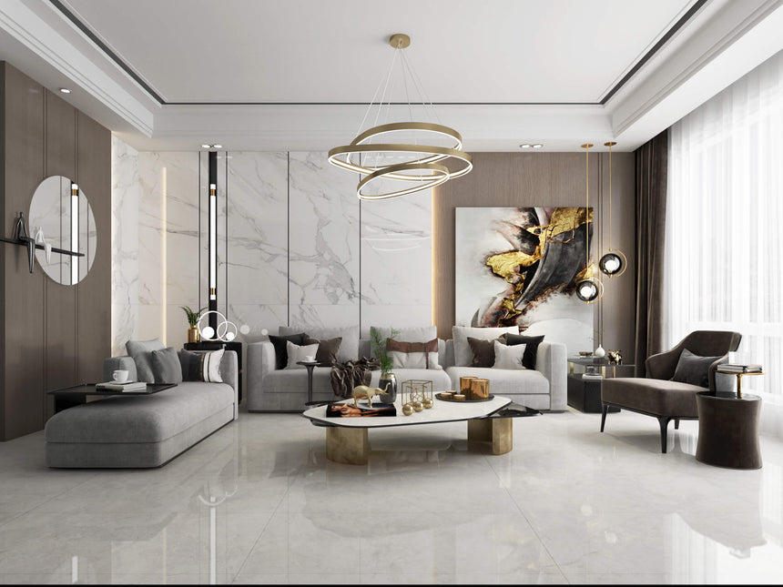 Marble Carrano Grey APT 1200x600 Polished Marble Look Tiles Dongpeng