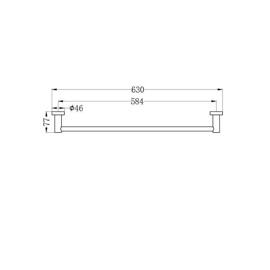 Nero Mecca Single Towel Rail 600mm Gun Metal Bathroom Accessories Nero