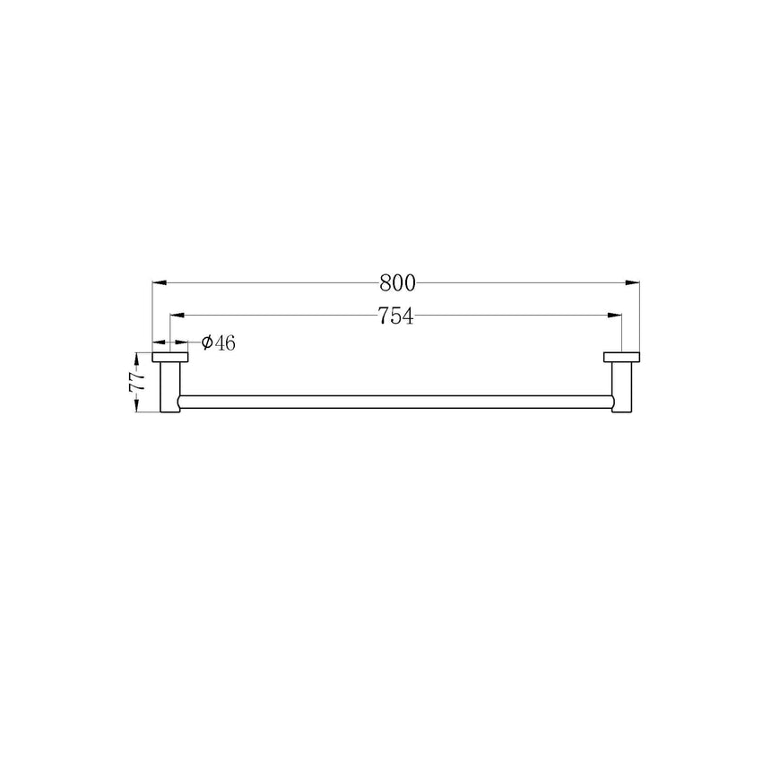 Nero Mecca Single Towel Rail 800mm Brushed Yellow Gold Bathroom Accessories Nero