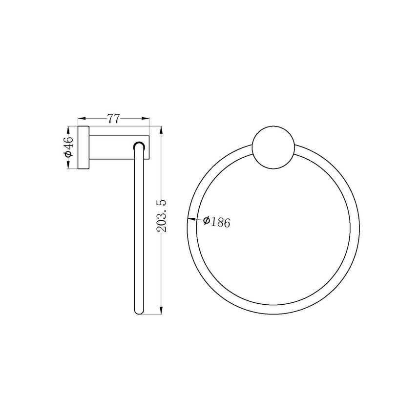 Nero Mecca Hand Towel Ring Brushed Nickel Bathroom Accessories Nero
