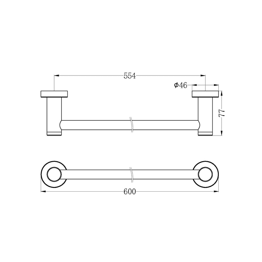 Nero Dolce Single Towel Rail 600mm Chrome Bathroom Accessories Nero