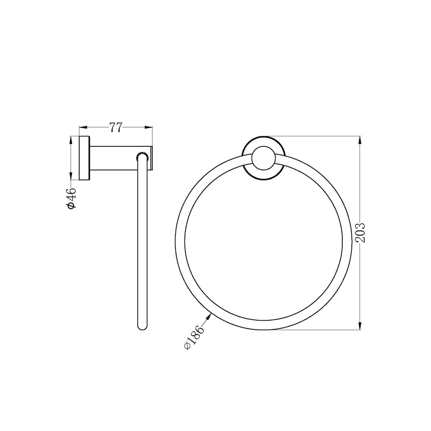 Nero Dolce Hand Towel Ring Chrome Bathroom Accessories Nero