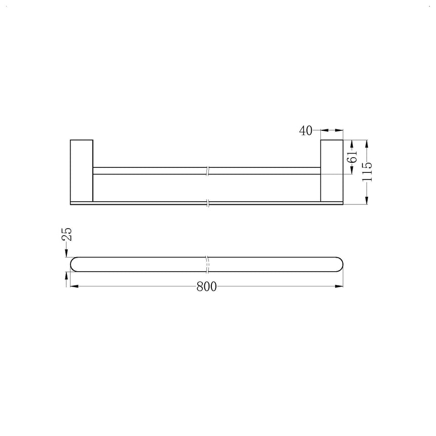 Nero Bianca Double Towel Rail 800mm Chrome Bathroom Accessories Nero