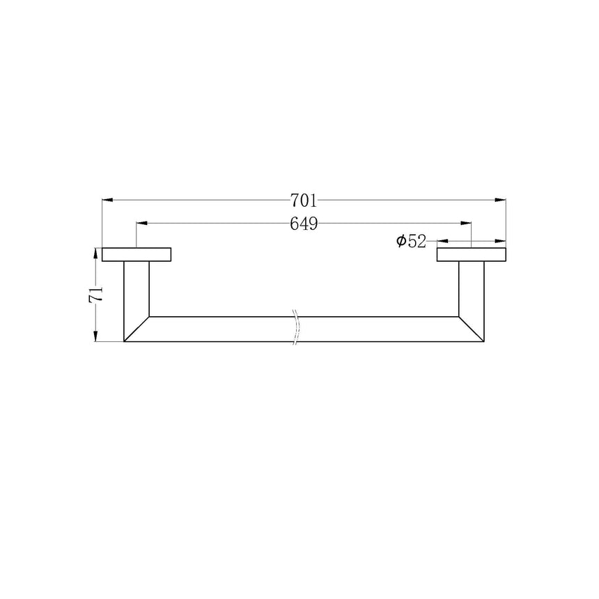 Nero Dolce Single Towel Rail 700mm Matte Black Bathroom Accessories Nero