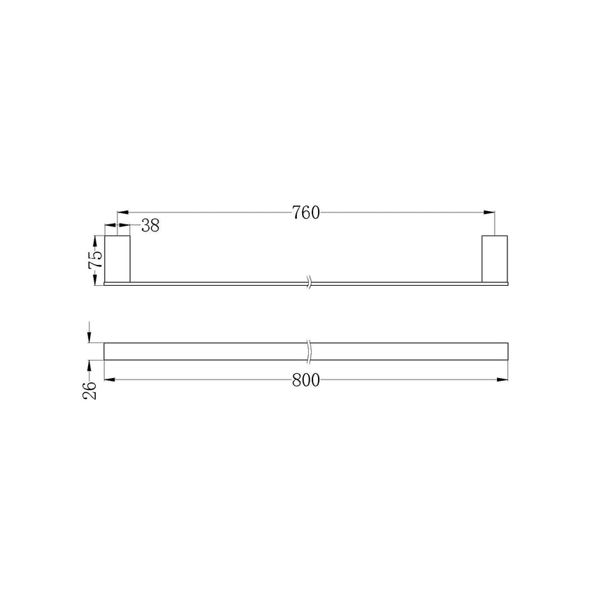 Nero Celia Single Towel Rail 800mm Chrome Bathroom Accessories Nero