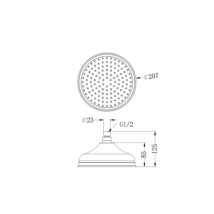 Nero York 200mm Shower Head Aged Brass Shower Nero