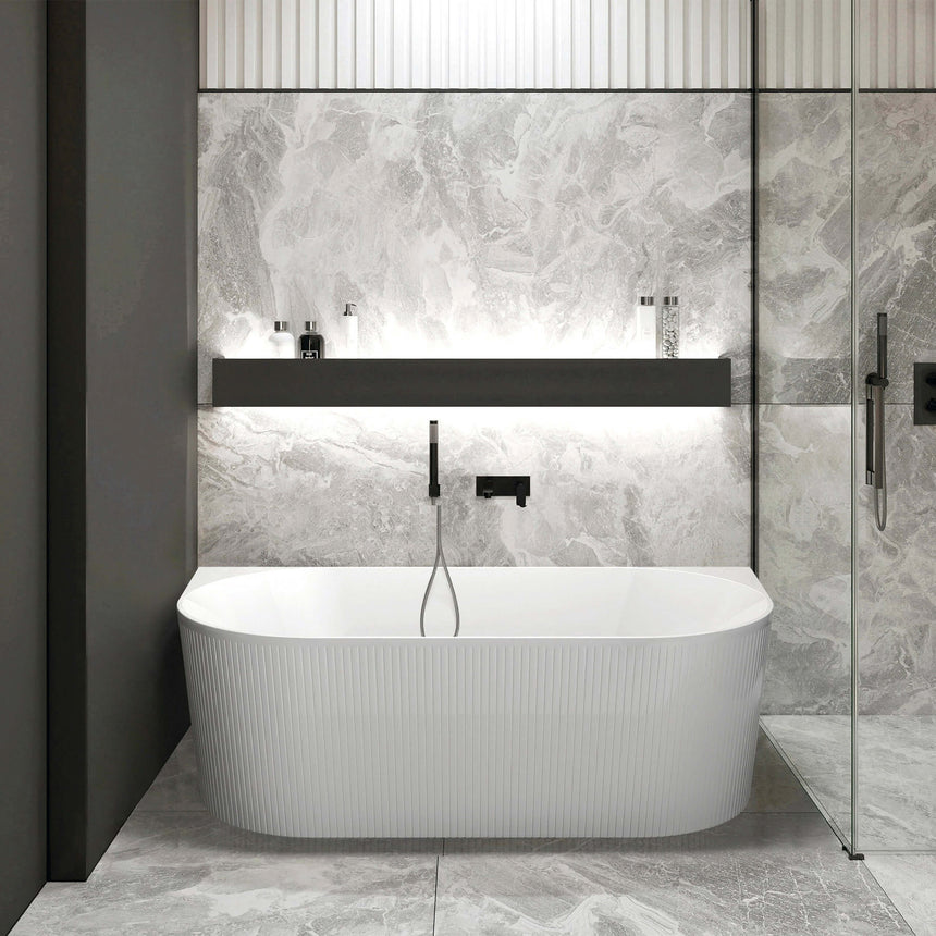 Noosa Back to Wall Multi Fit Bath 1700mm Matt White Bath Otti Australia
