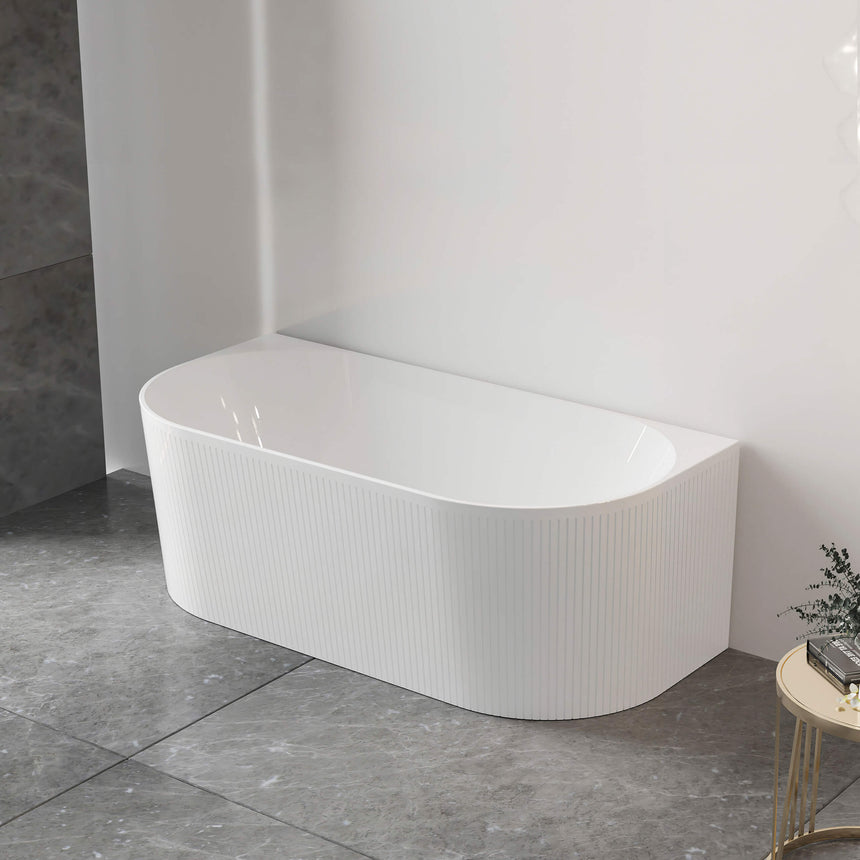 Noosa Back to Wall Multi Fit Bath 1700mm Matt White Bath Otti Australia