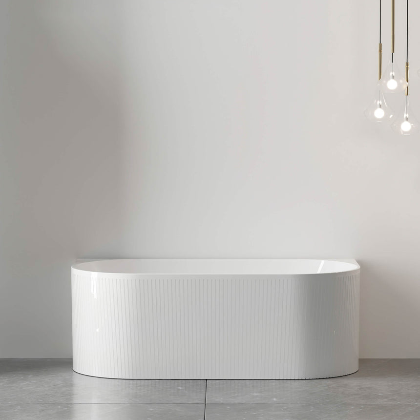 Noosa Back to Wall Multi Fit Bath 1500mm Gloss White Bath Otti Australia