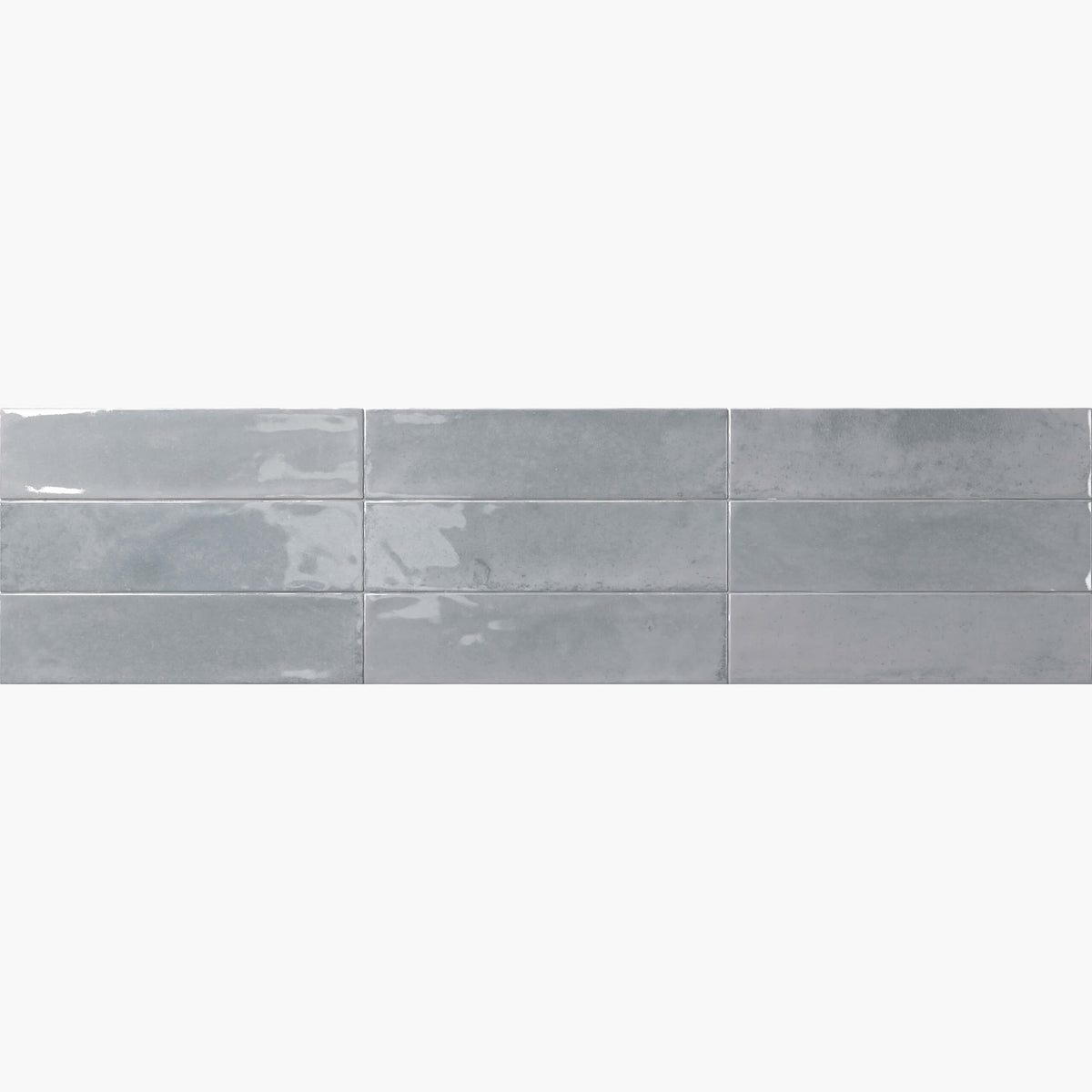 Agadir 70x280mm gloss piedra ceramic subway tiles in grid layout showing subtle shade variation by Tilemall