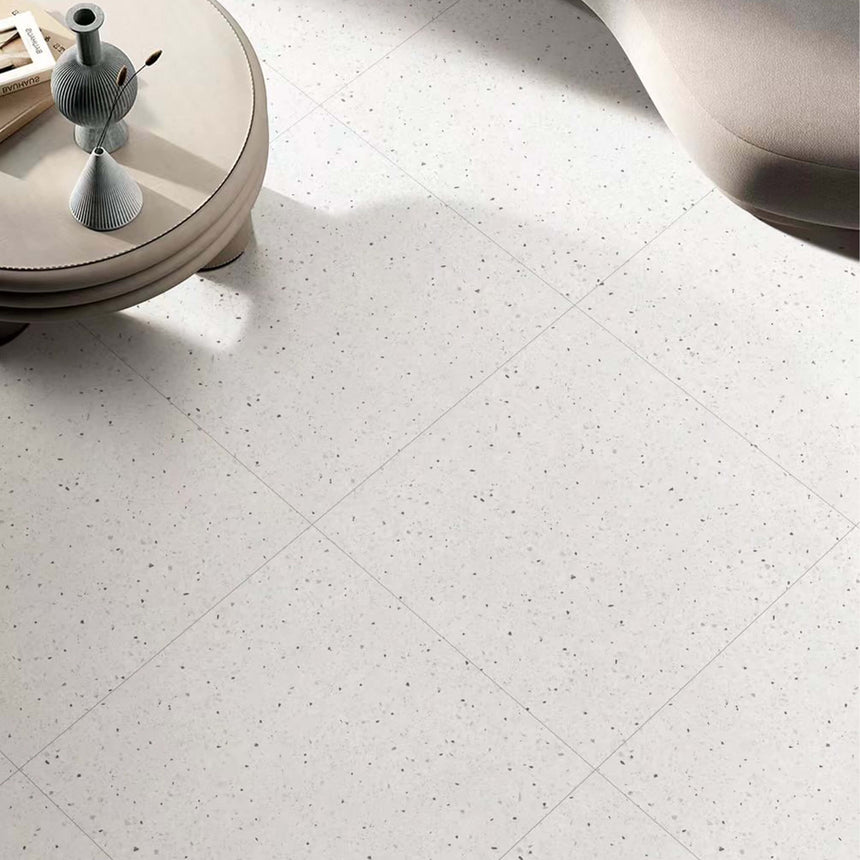 Alcor Terrazzo 600x600 Matt White Terrazzo Look Tiles Dongpeng