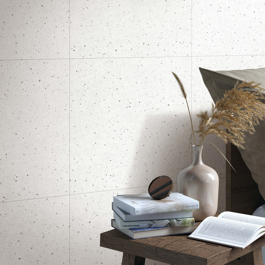 Alcor Terrazzo 600x600 Matt White Terrazzo Look Tiles Dongpeng
