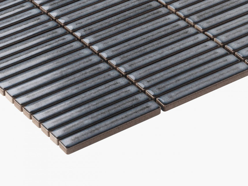 Antique Porcelain Mosaic Kit Kat 12x92 Dark Grey Gloss Porcelain Mosaic Tilemall