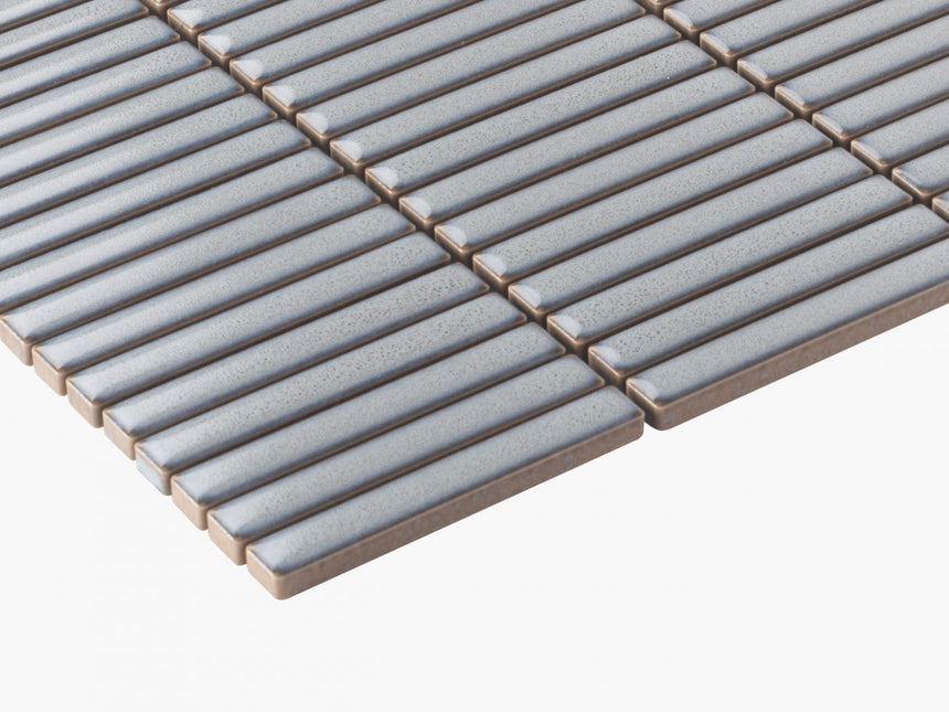 Antique Porcelain Mosaic Kit Kat 12x92 Light grey Gloss Porcelain Mosaic Tilemall