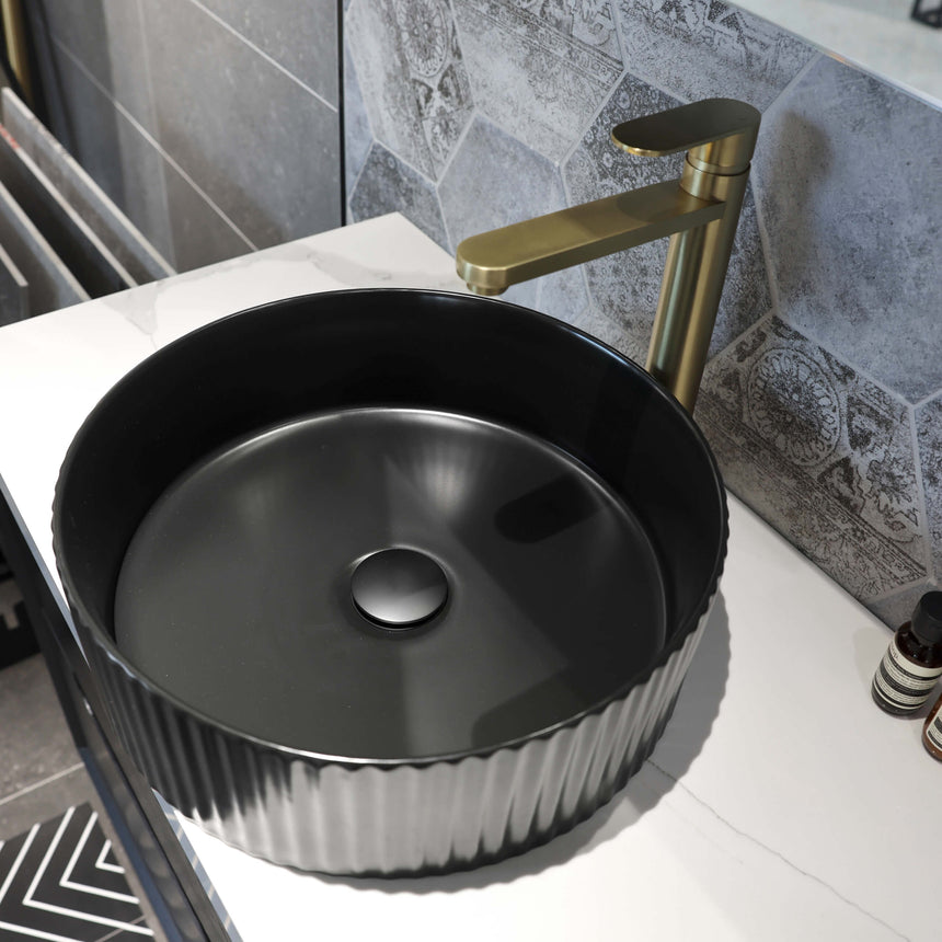 Marlo Above Counter Basin 400mm Round Matte Black Bathroom Basin Otti Australia