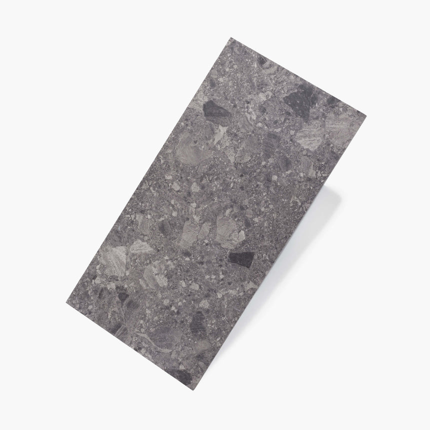 Big Terrazzo 600x300 Matt Dark Grey Terrazzo Look Tiles Tilemall