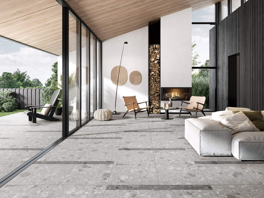 Big Terrazzo 600x600 Matt Light Grey Terrazzo Look Tiles Tilemall