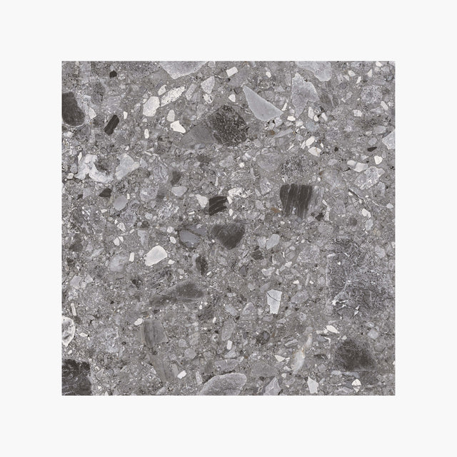 Ceppo Stone 600x600 Surface Tec Dark Grey Terrazzo Look Tiles Tilemall
