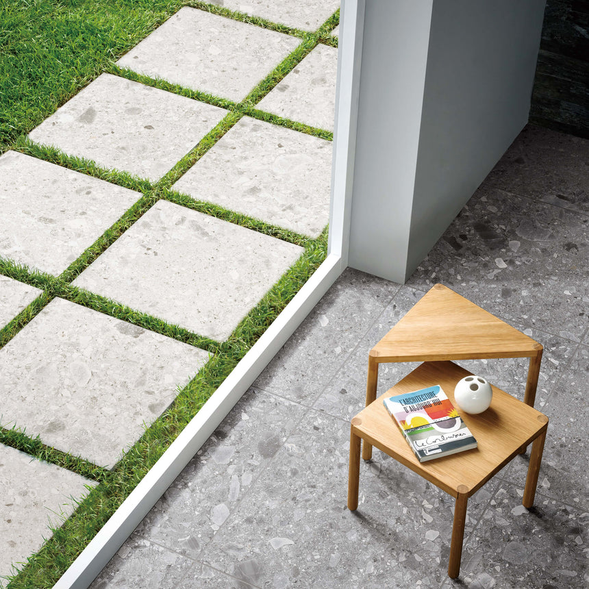 Ceppo Stone Paver 600x600 Grip Light Grey Terrazzo Look Tiles Tilemall