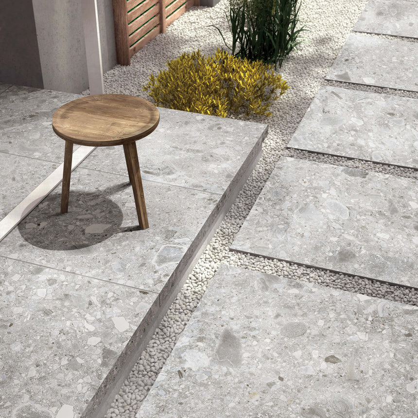 Ceppo Stone Paver 600x600 Grip Grey Terrazzo Look Tiles Tilemall