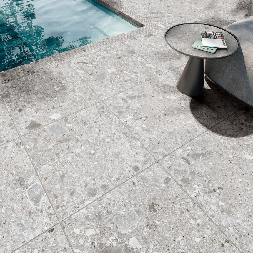 Ceppo Stone Paver 600x600 Grip Grey Terrazzo Look Tiles Tilemall