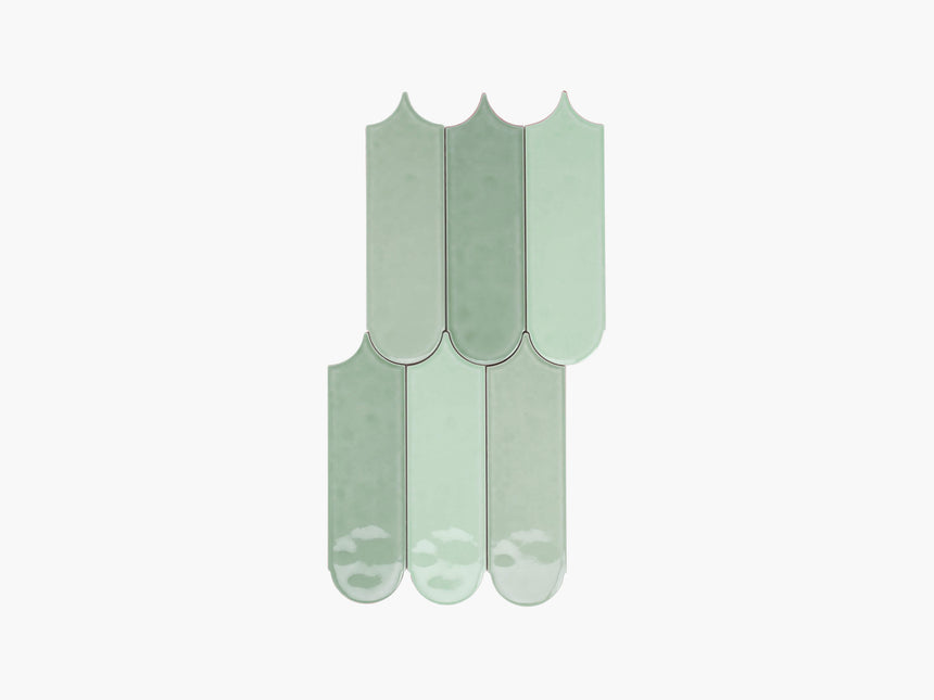 Ceramics Feather 90x300 Gloss Green 3 in 1 Subway Tilemall