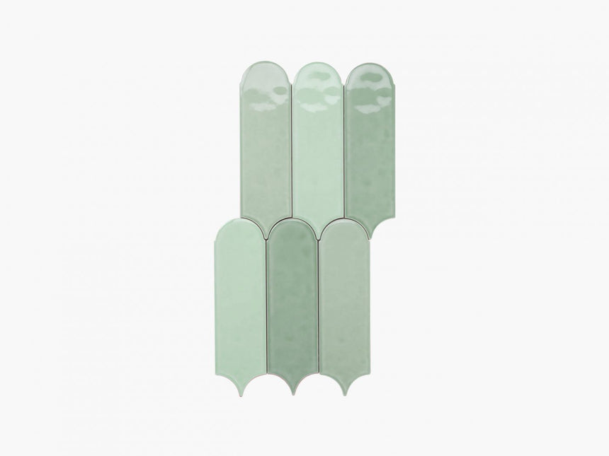 Ceramics Feather 90x300 Gloss Green 3 in 1 Subway Tilemall