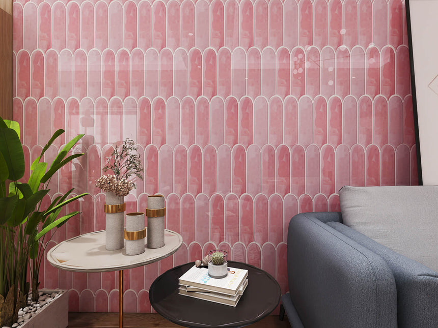 Ceramics Feather 90x300 Gloss Pink 3 in 1 Subway Tilemall