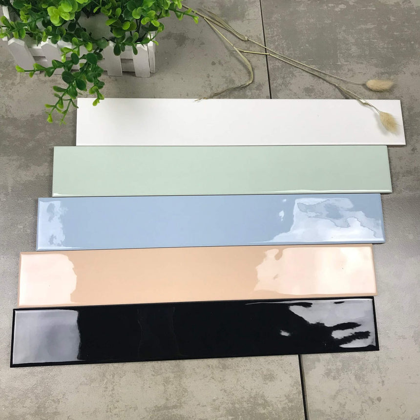 Ceramics Mould Tile 60x400 Gloss Black Subway Tilemall