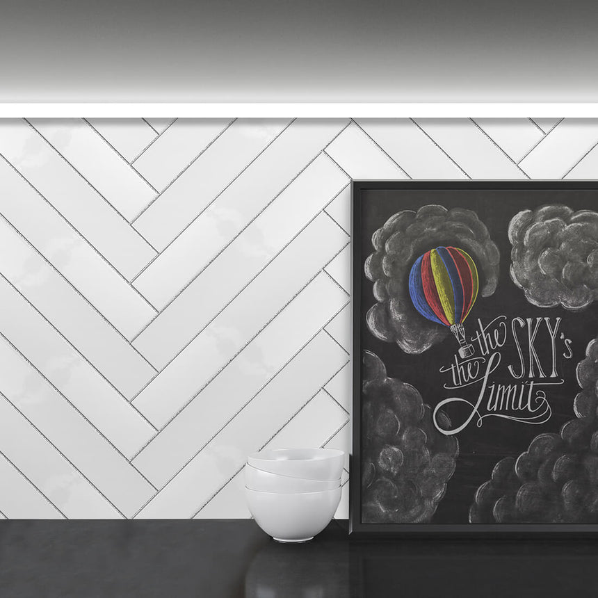 Ceramics Mould Tile 60x400 Gloss White Subway Tilemall