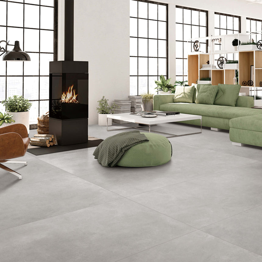 Arcadia 1200x600 Satin Light Grey Concrete Look Tiles Dongpeng