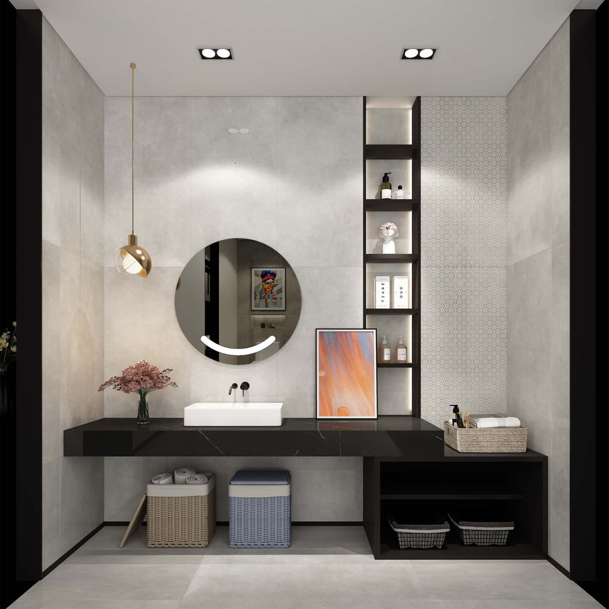 Arcadia Deco 1200x600 Satin Light Grey Concrete Look Tiles Dongpeng