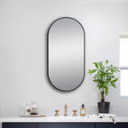 Framed Mirror 500x1000mm Oval Matte Black