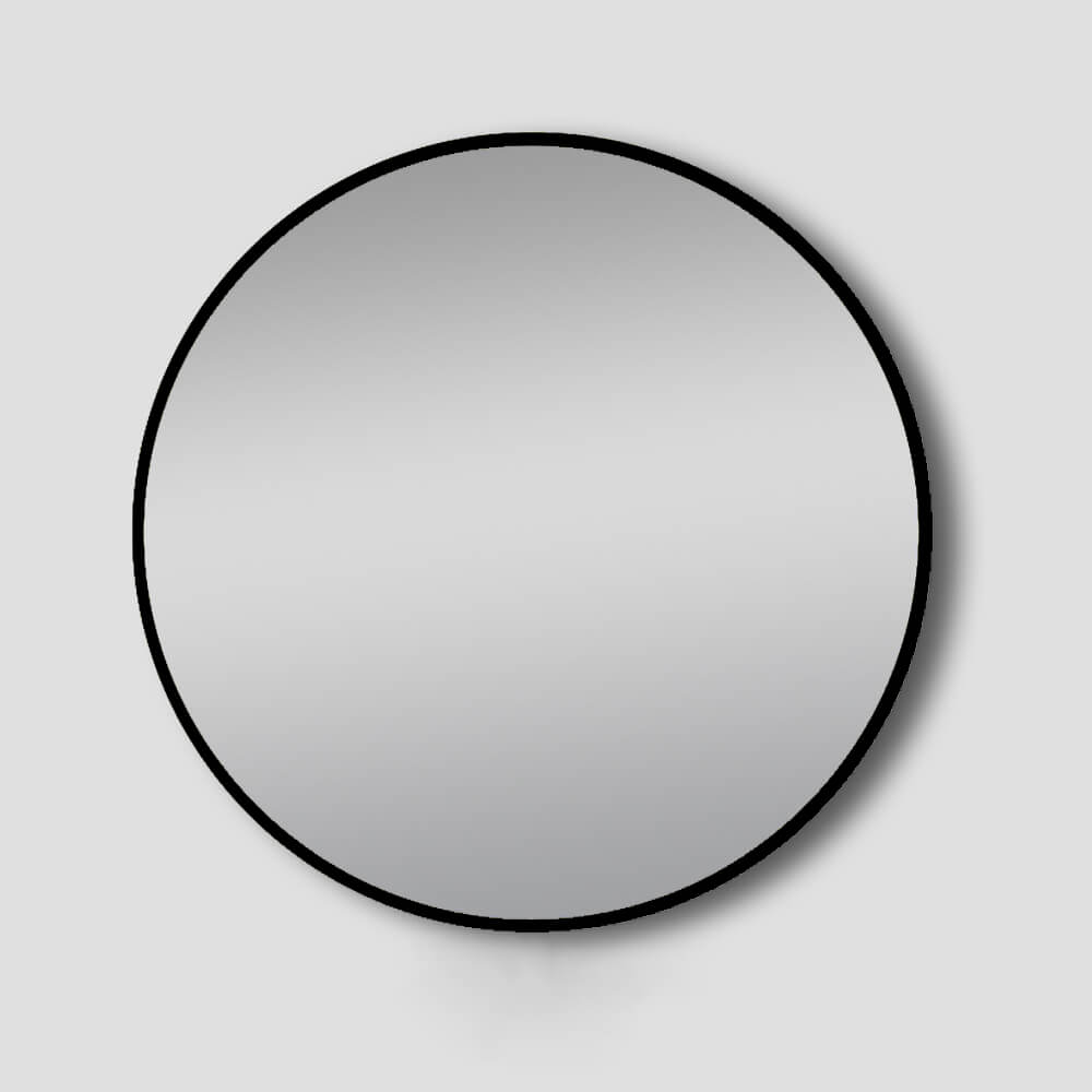 Round 800mm LM Lamex framed mirror by Tilemall with matte black frame