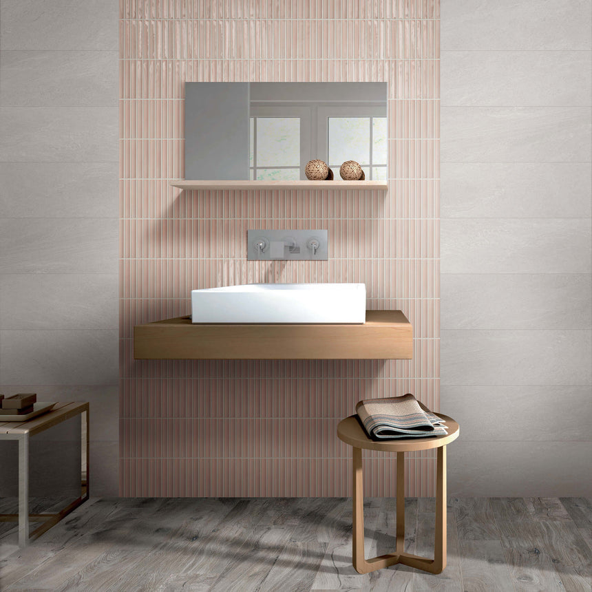 Cottage Mosaic 3D Kit Kat 20x145 Gloss Sugar Rose Porcelain Mosaic Tilemall