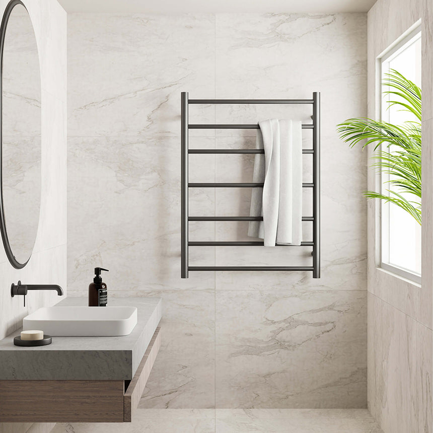 Nero Heated Towel Ladder Graphite Bathroom Accessories Nero