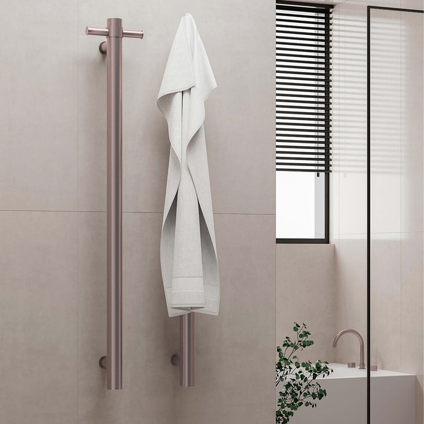 Nero Heated Vertical Towel Rail Brushed Bronze Bathroom Accessories Nero