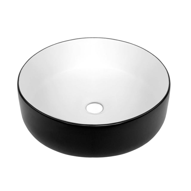 Radius Round Basin 355mm Matte White and Black Bathroom Basin Otti Australia